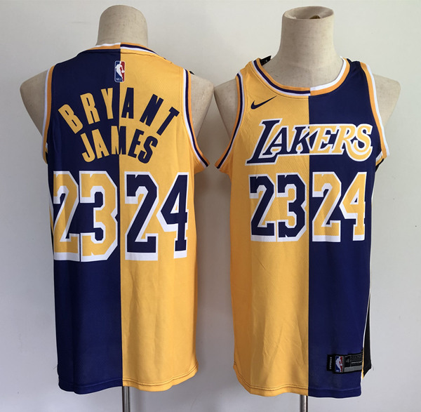 Men's Los Angeles Lakers Active Player Custom Purple Gold Split Special Stitched Basketball Jersey